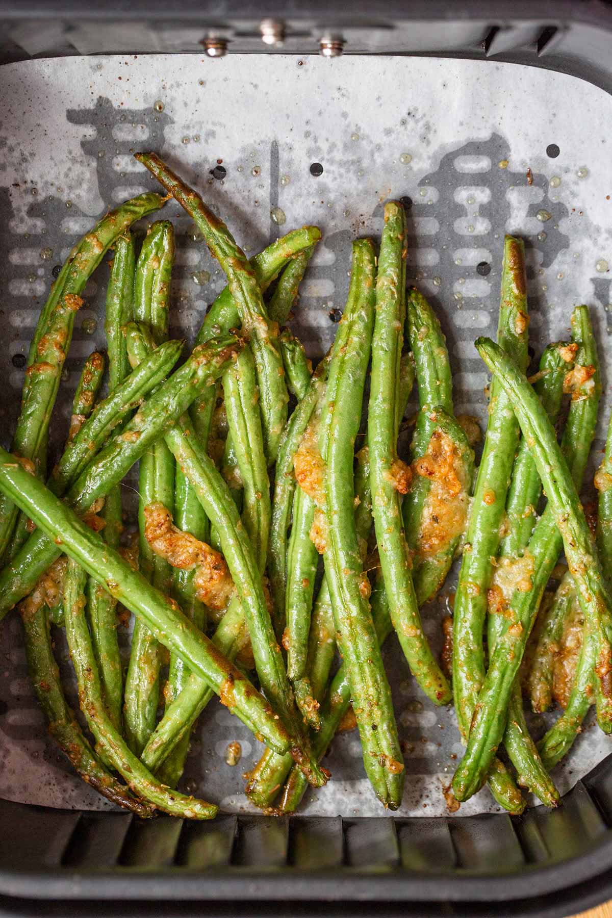 Air fried green beans with parmesan cheese.