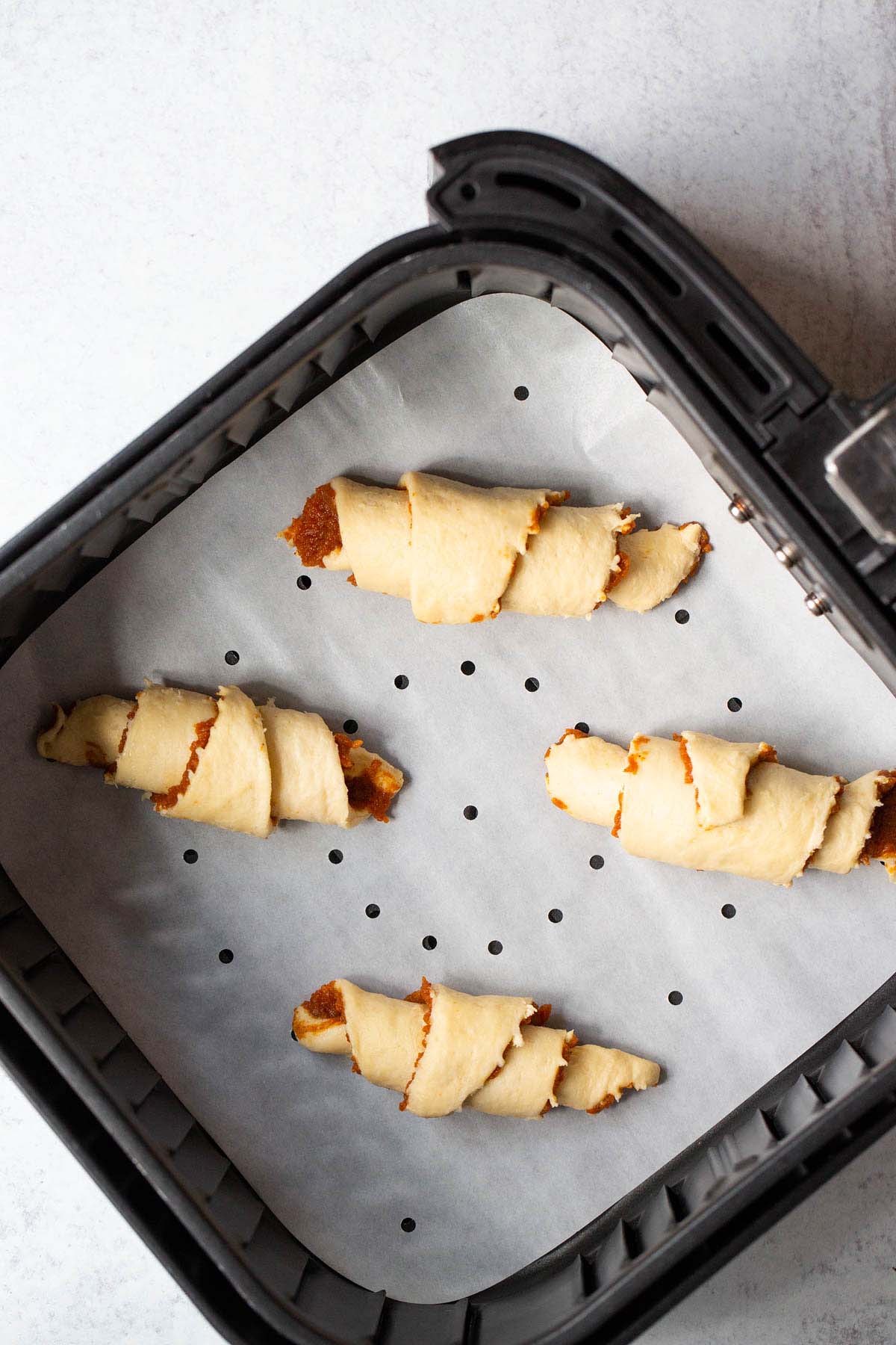 Pumpkin crescent rolls in the air fryer.