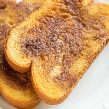 Air Fryer Cinnamon Toast on a White Plate