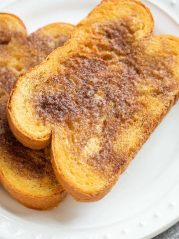 Air Fryer Cinnamon Toast on a White Plate