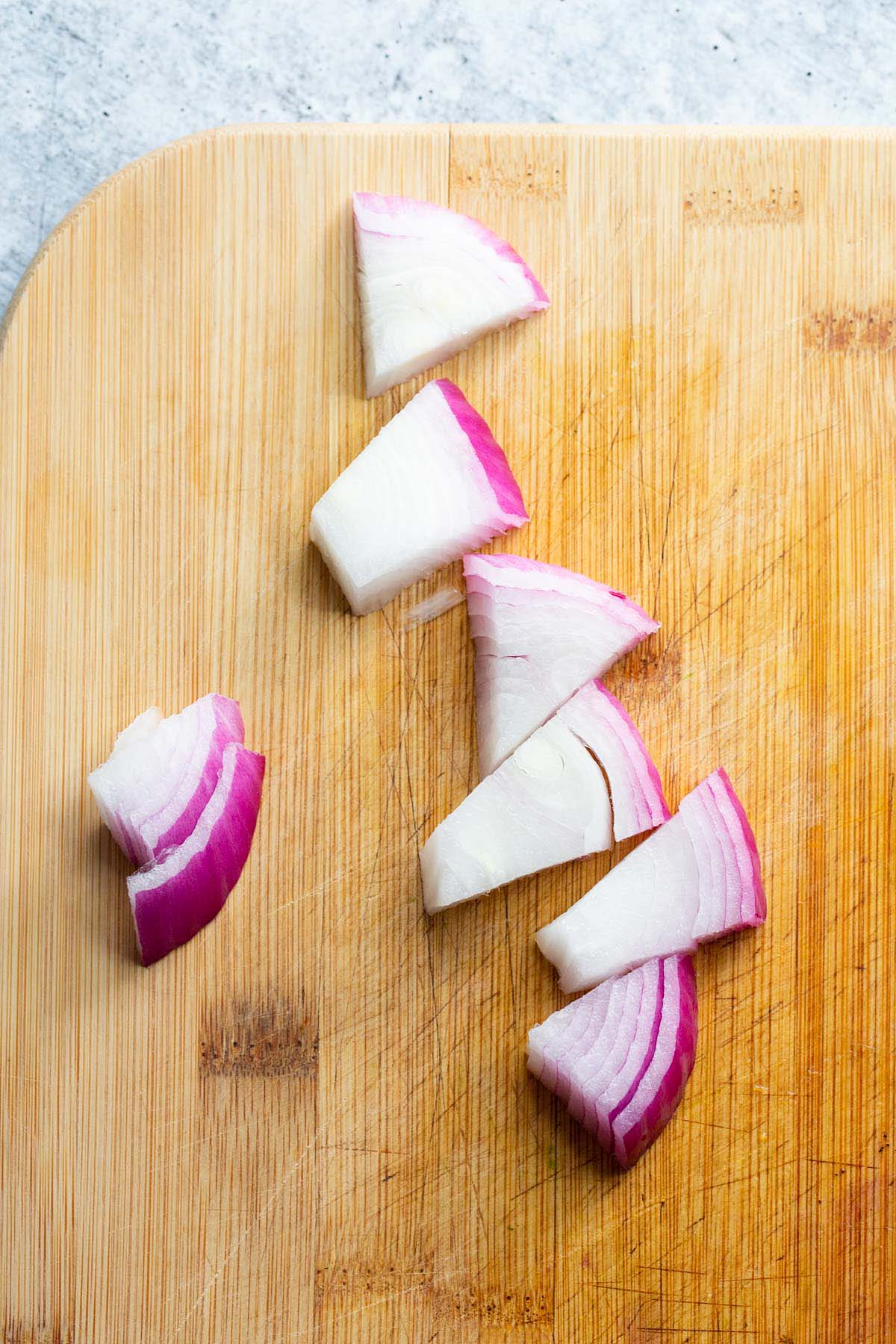 Sliced red onion.