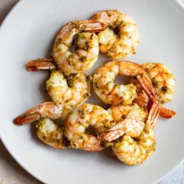 Air fryer pesto shrimp
