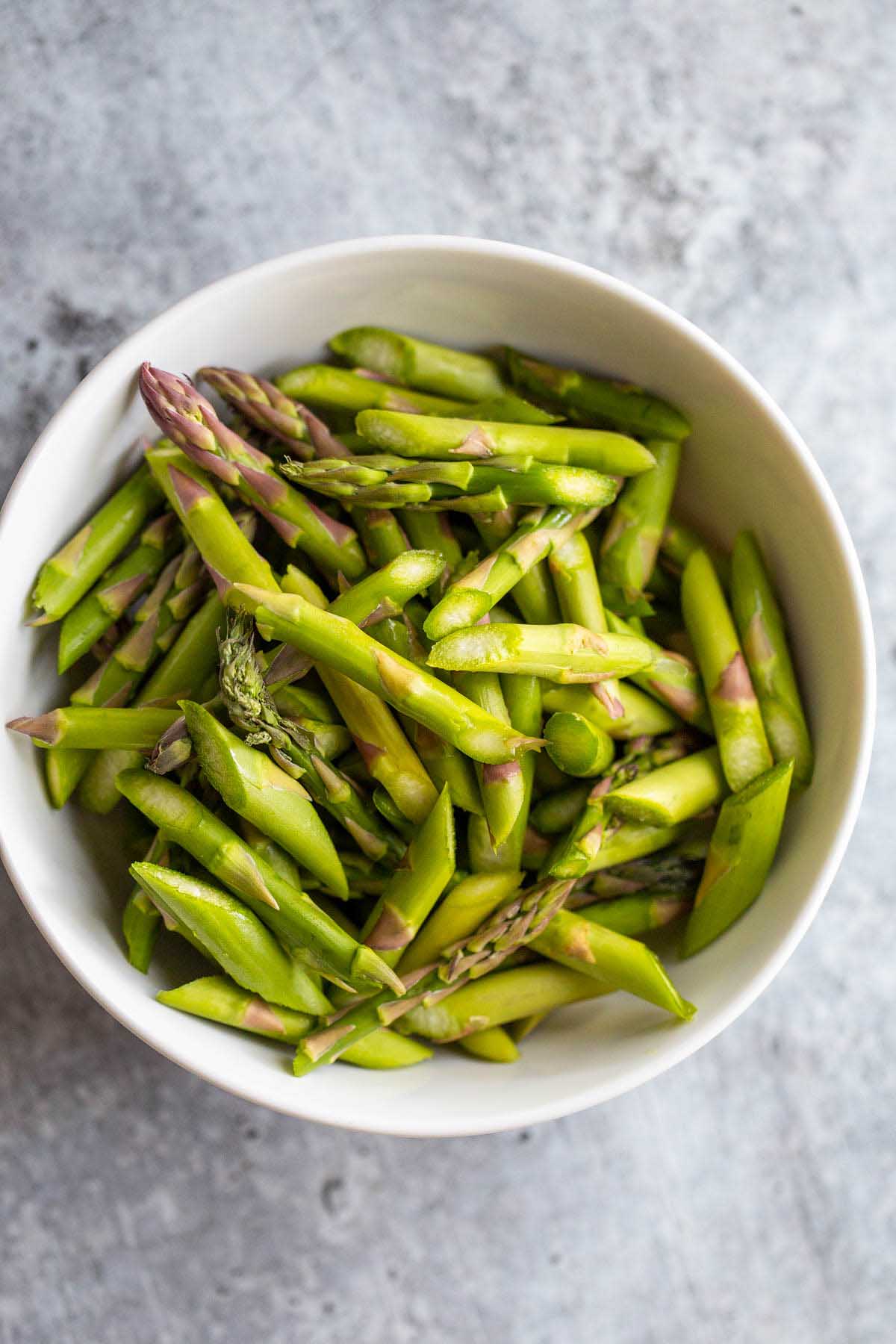 Chopped asparagus spears.