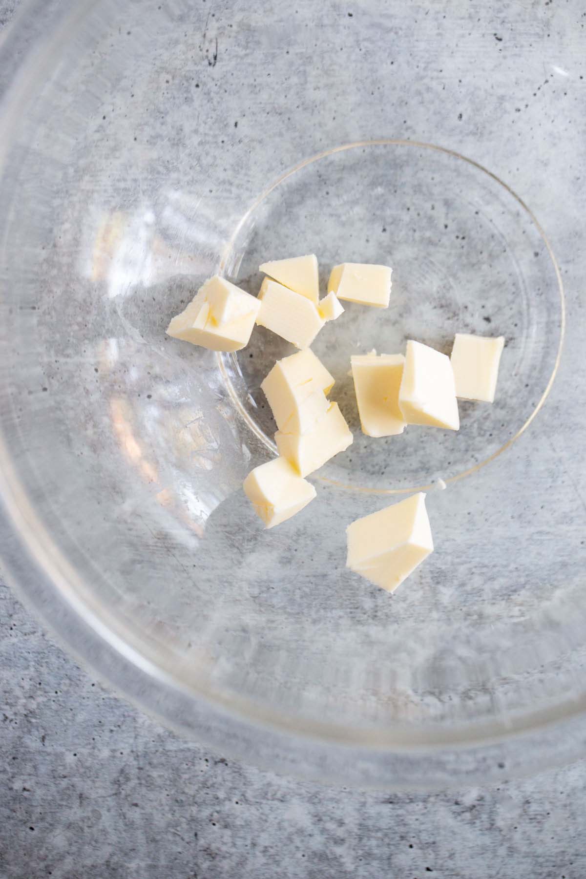 Cubed butter in a bowl