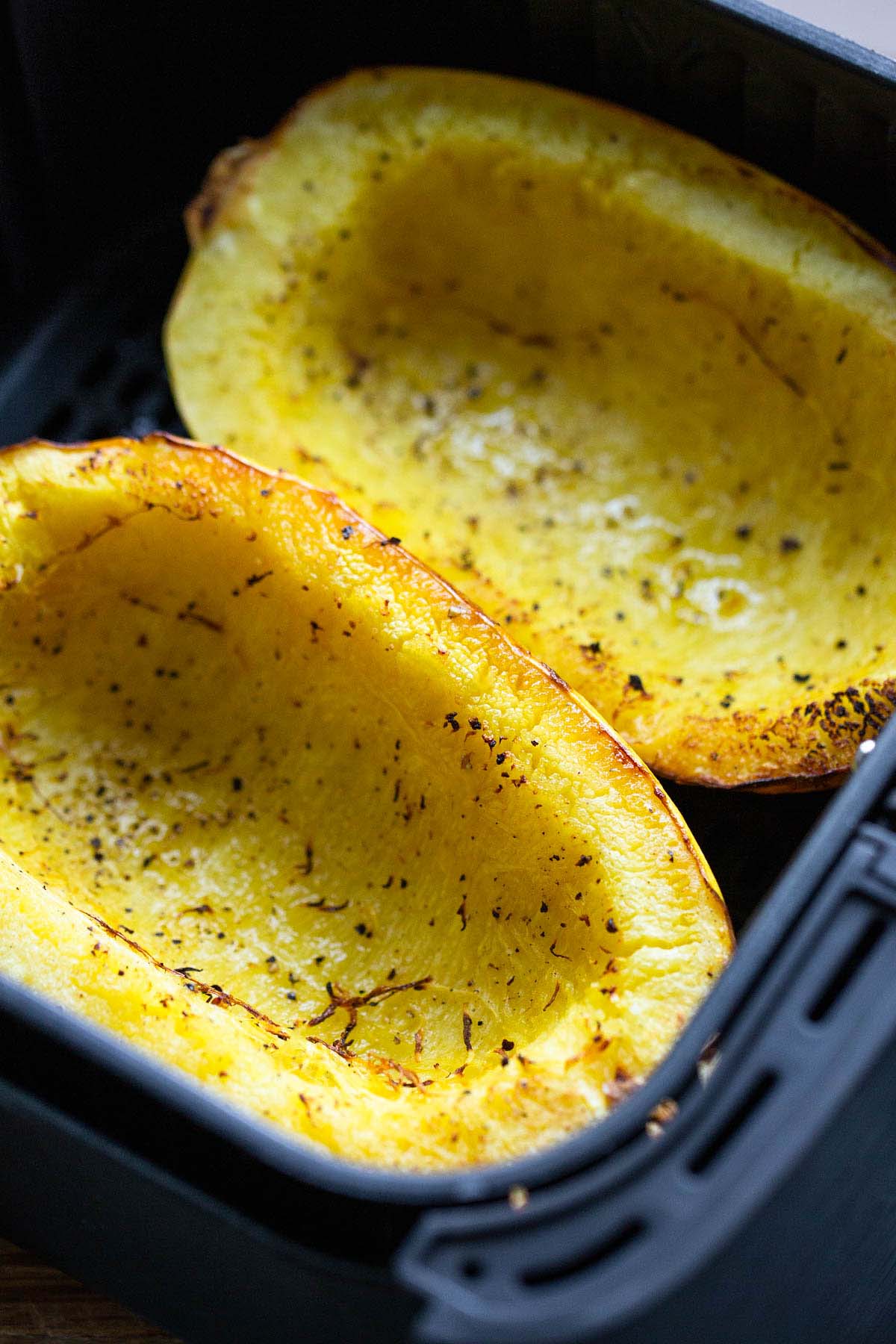 Cooked spaghetti squash in air fryer.