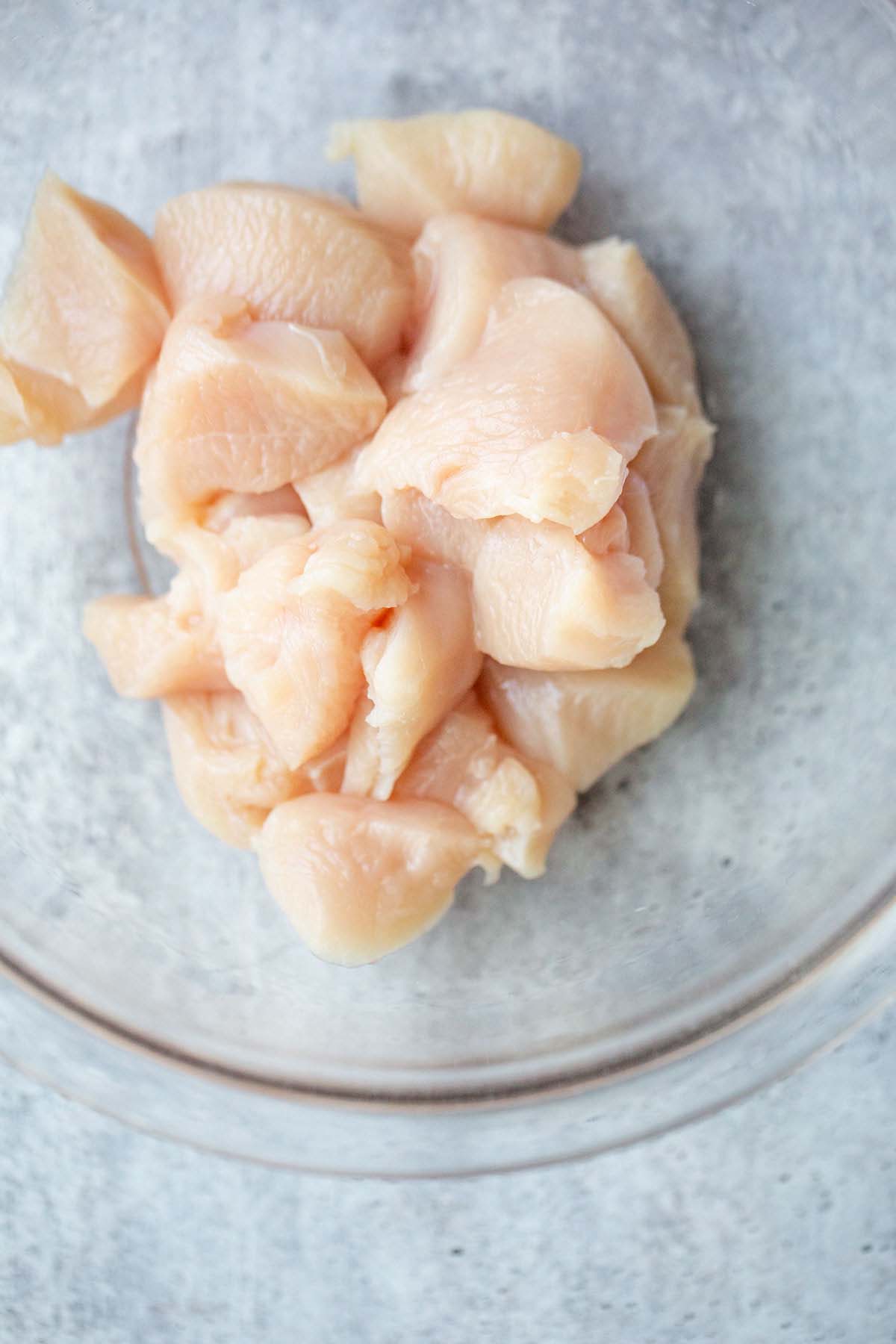 Raw chicken cut in a bowl