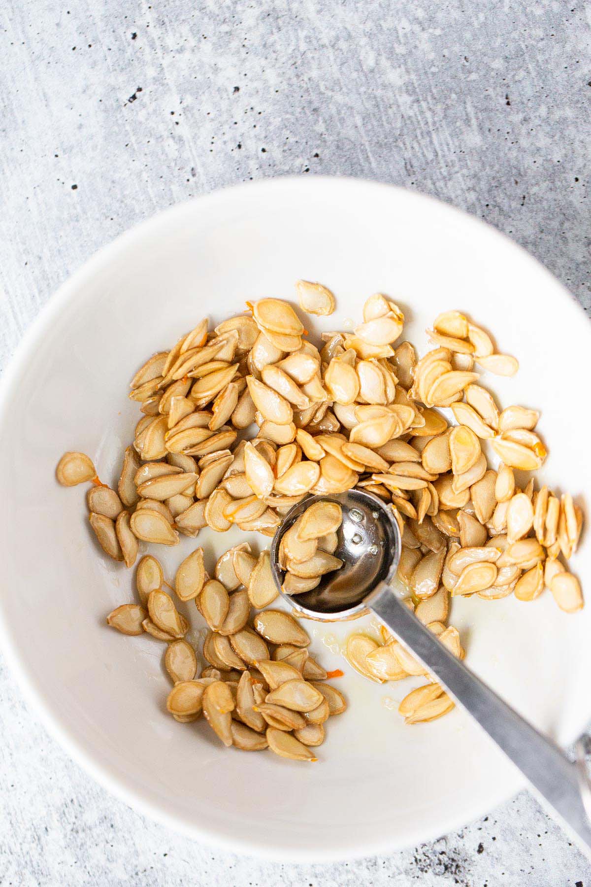 Squash seeds in a bowl