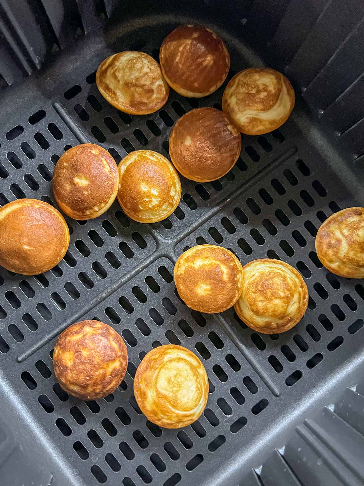 Cooked pancake puffs in the air fryer