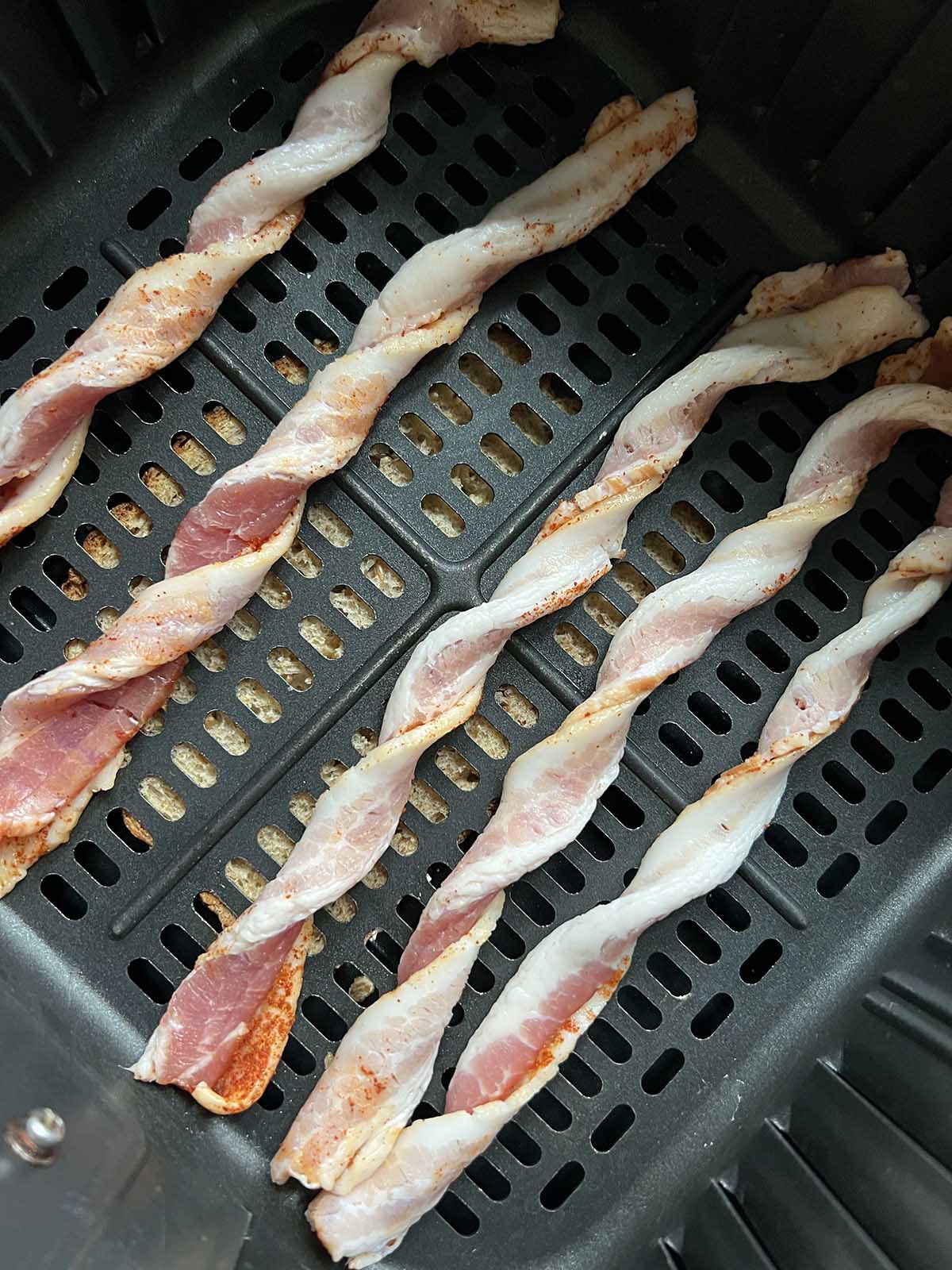 Bacon twists in the air fryer.