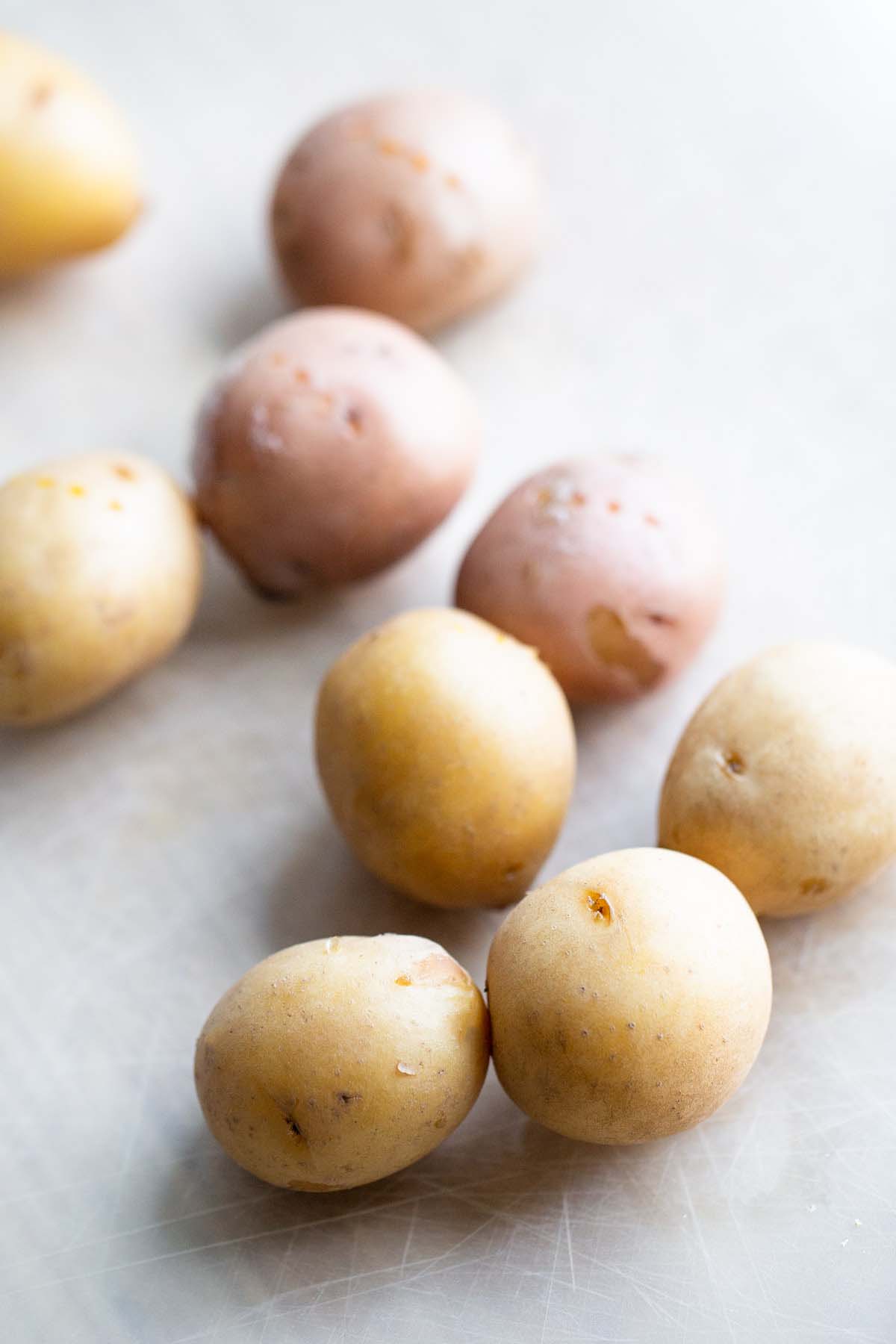 Cooked baby potatoes.