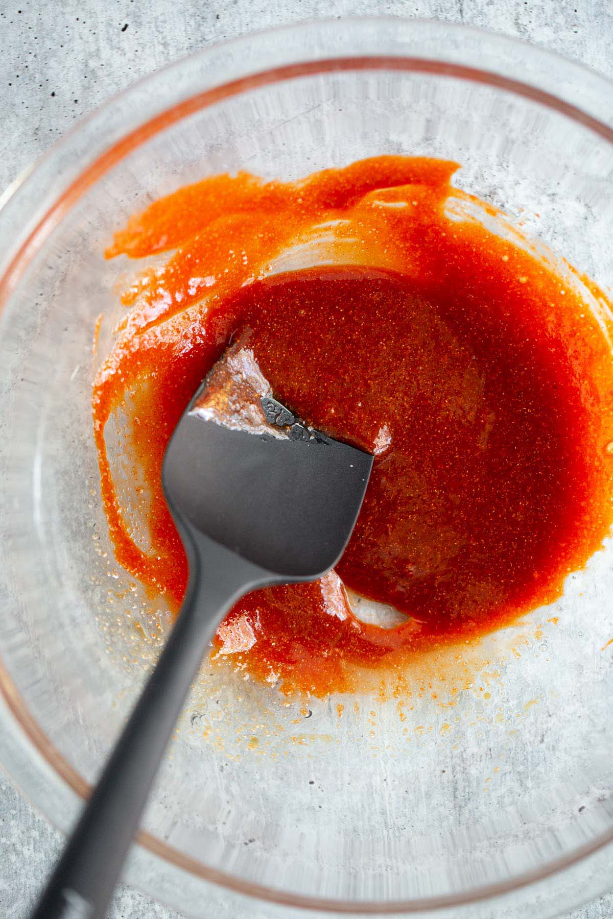 Sauce in a glass bowl.