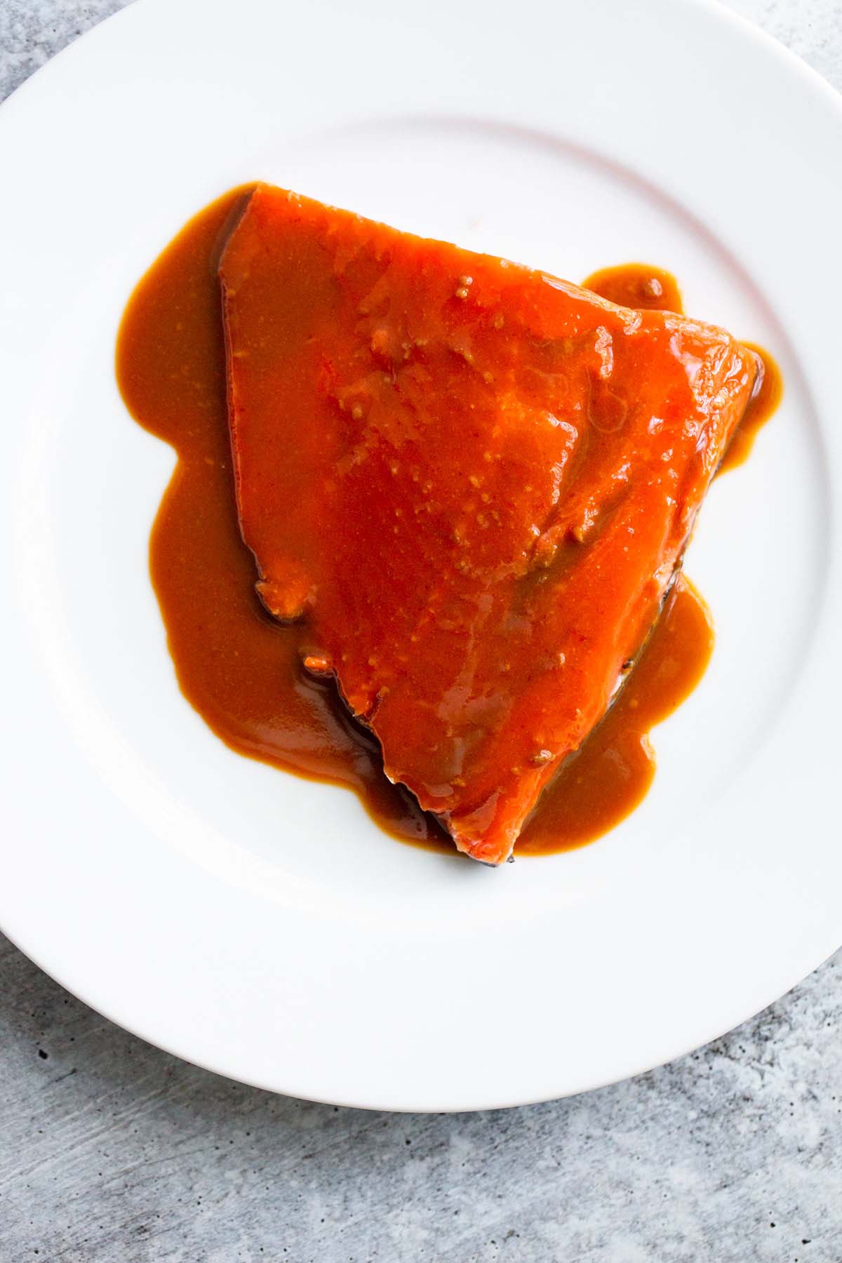 Salmon topped with miso glaze.