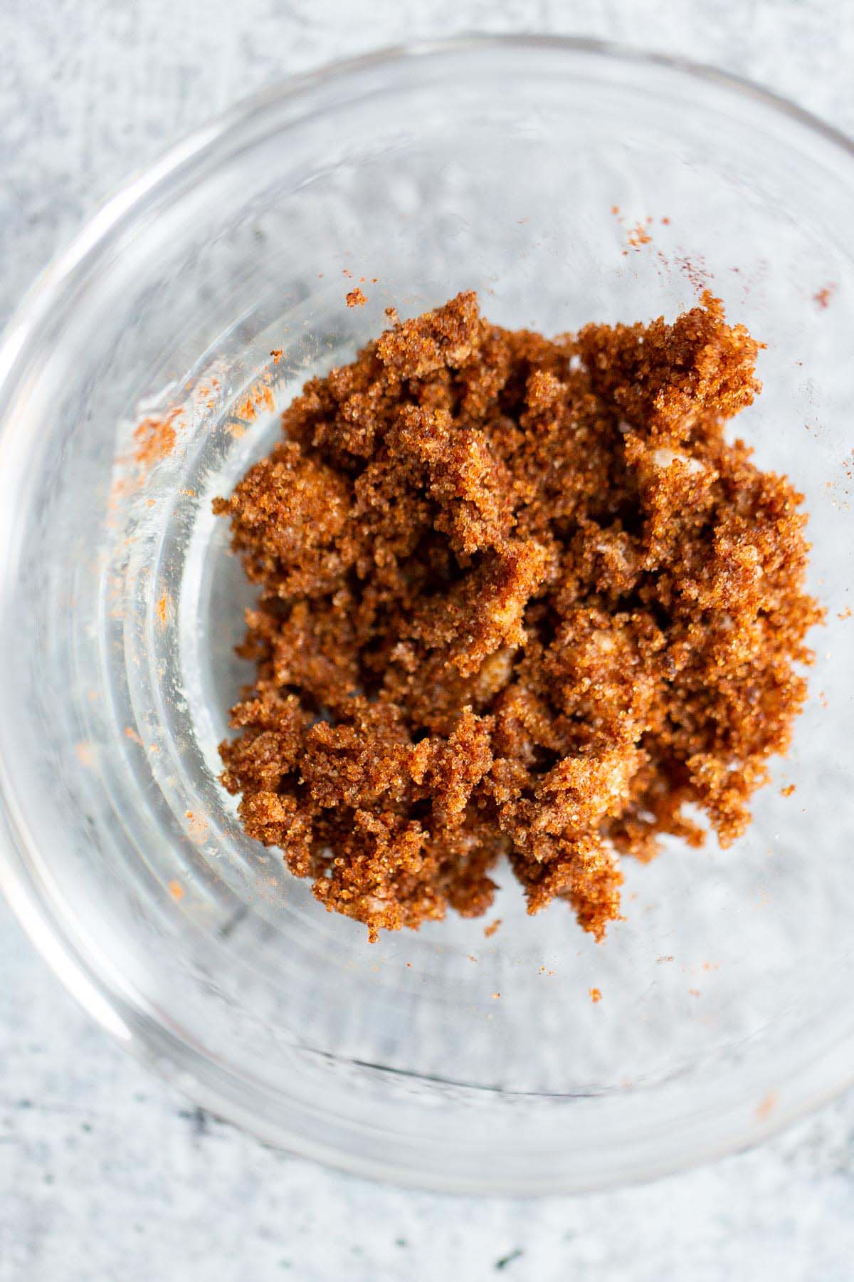 Brown sugar, cinnamon, and butter in a bowl.