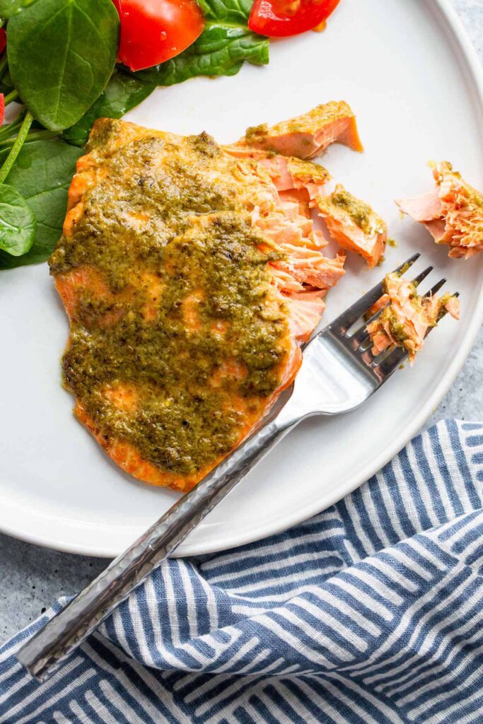 Air Fryer Pesto Salmon Food Banjo