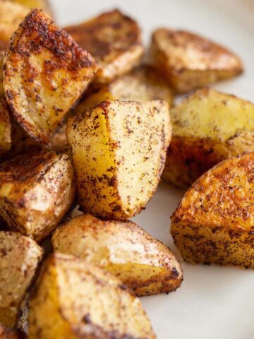 Roasted sumac potatoes up close.