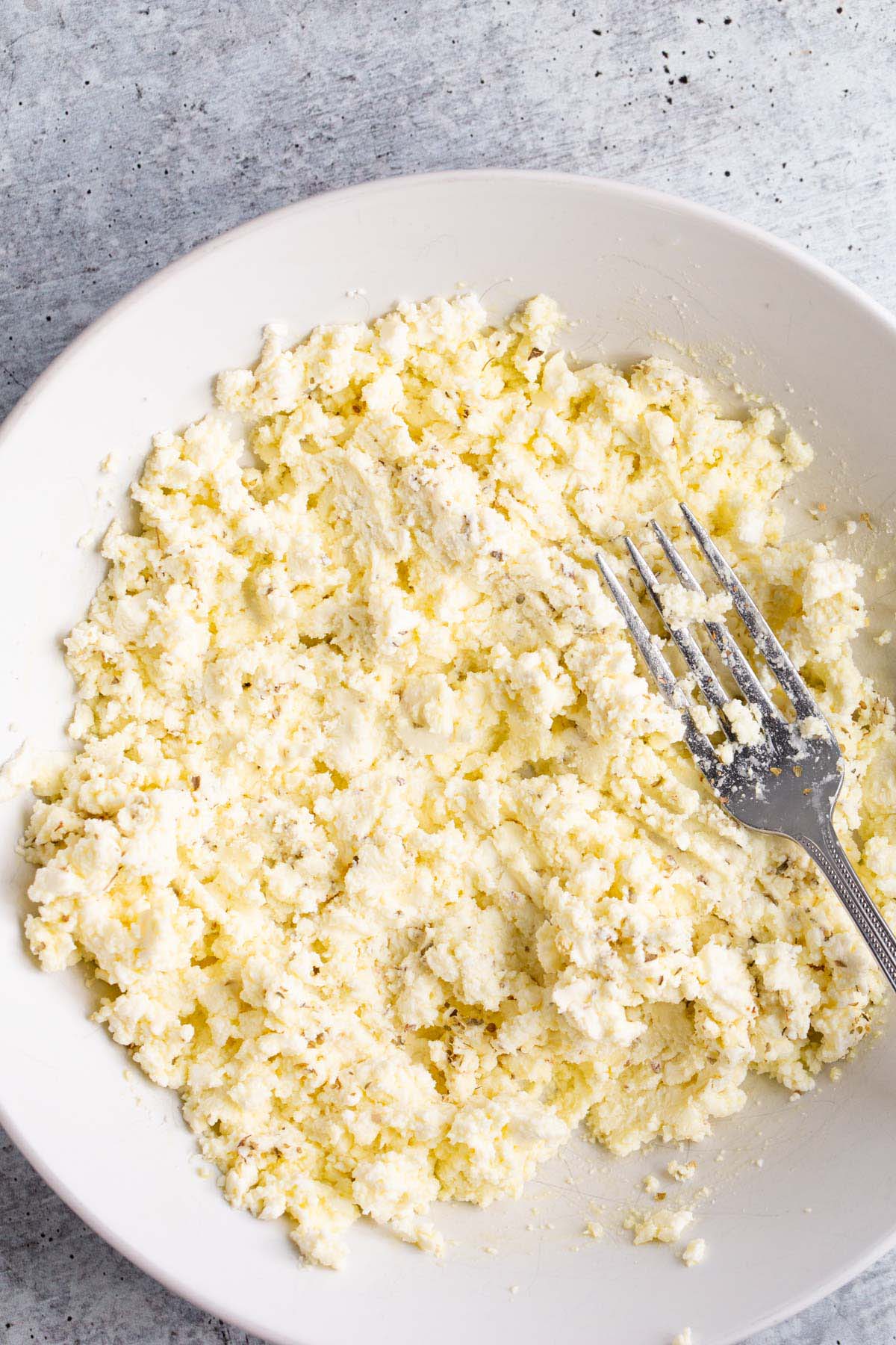 Mashed feta.