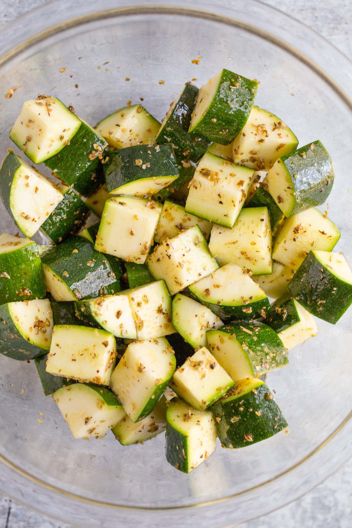 Zucchini mixed with herbs and lemon.
