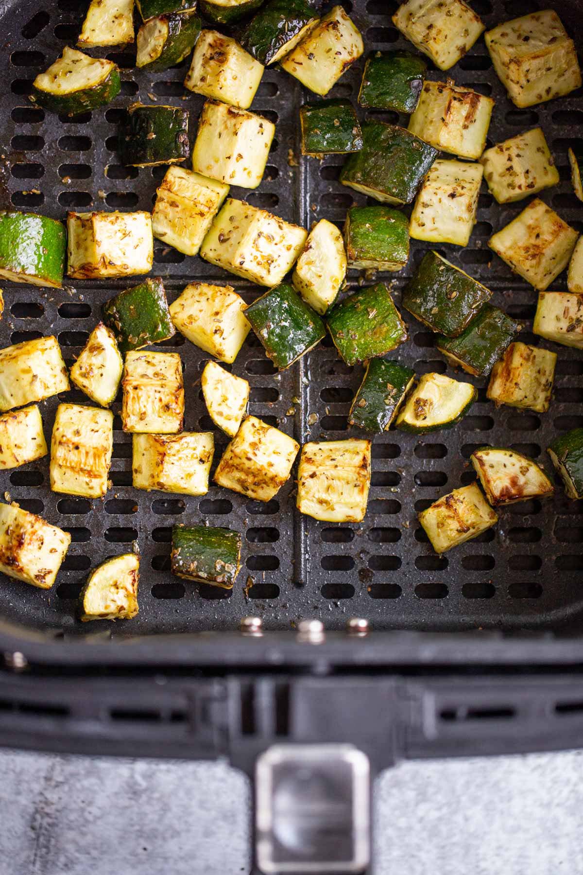 Roasted zucchini in air fryer.