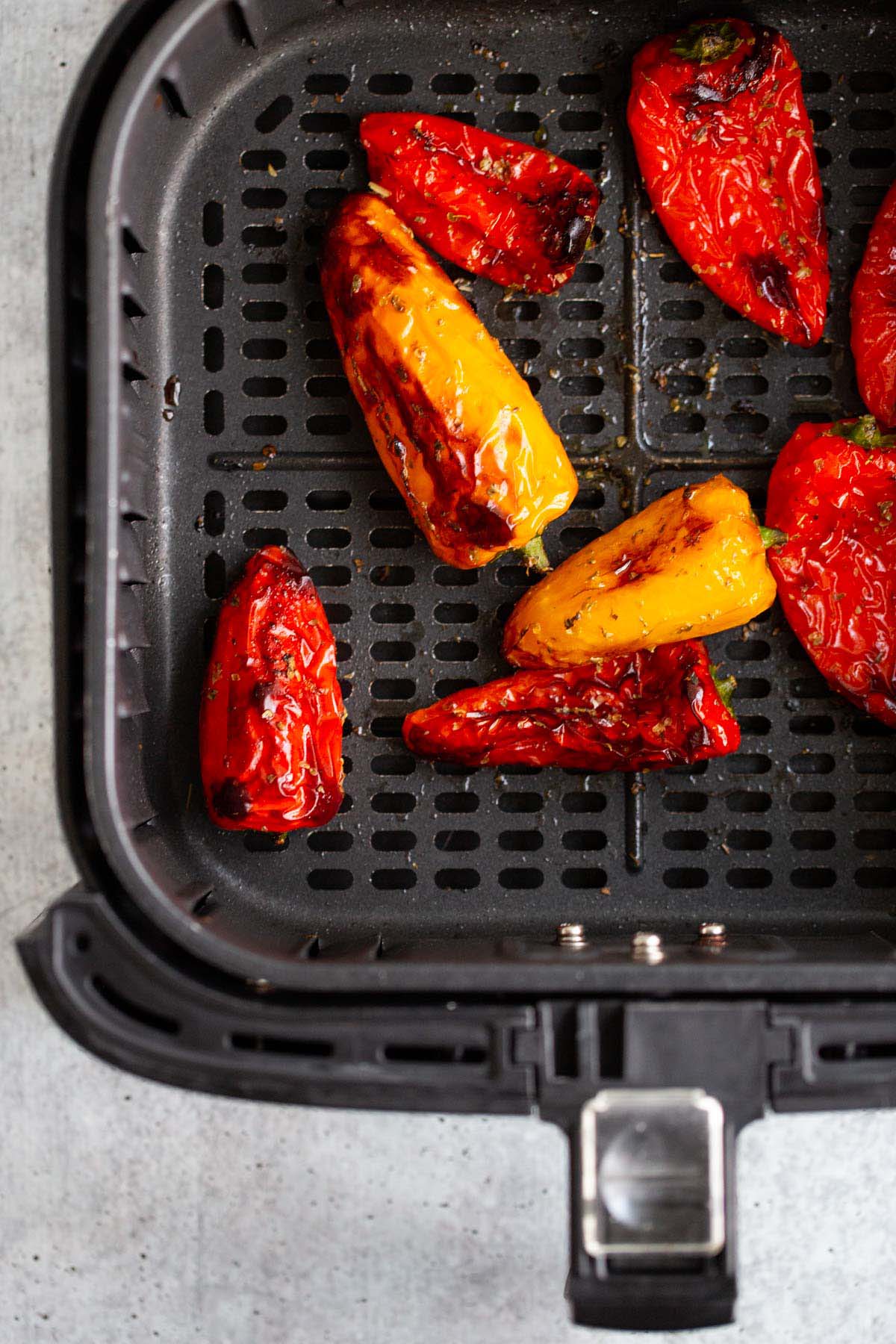 Roasted mini peppers in air fryer.