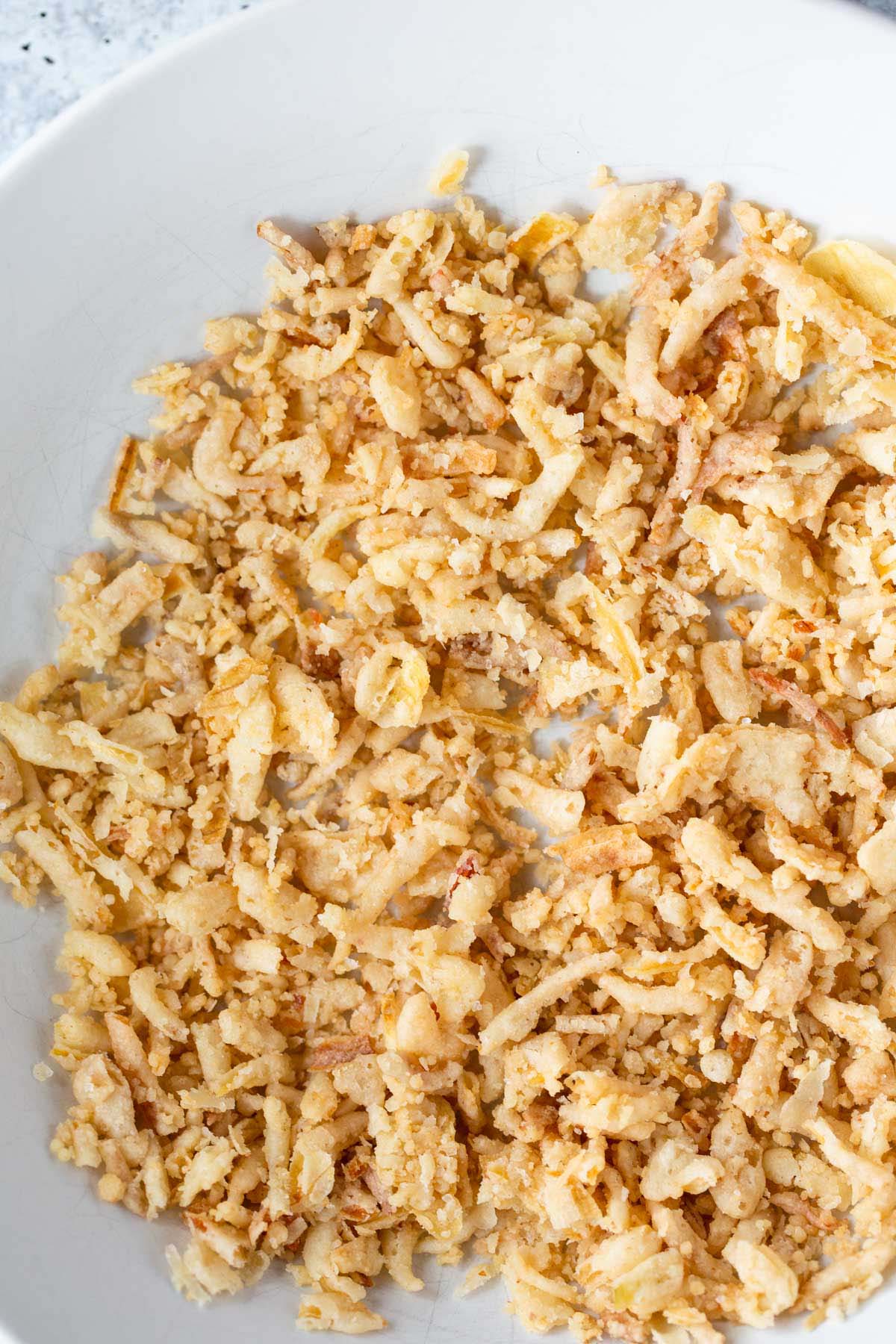 French fried onions in a bowl.