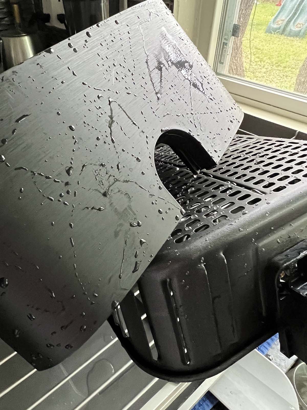 Air fryer basket drying.