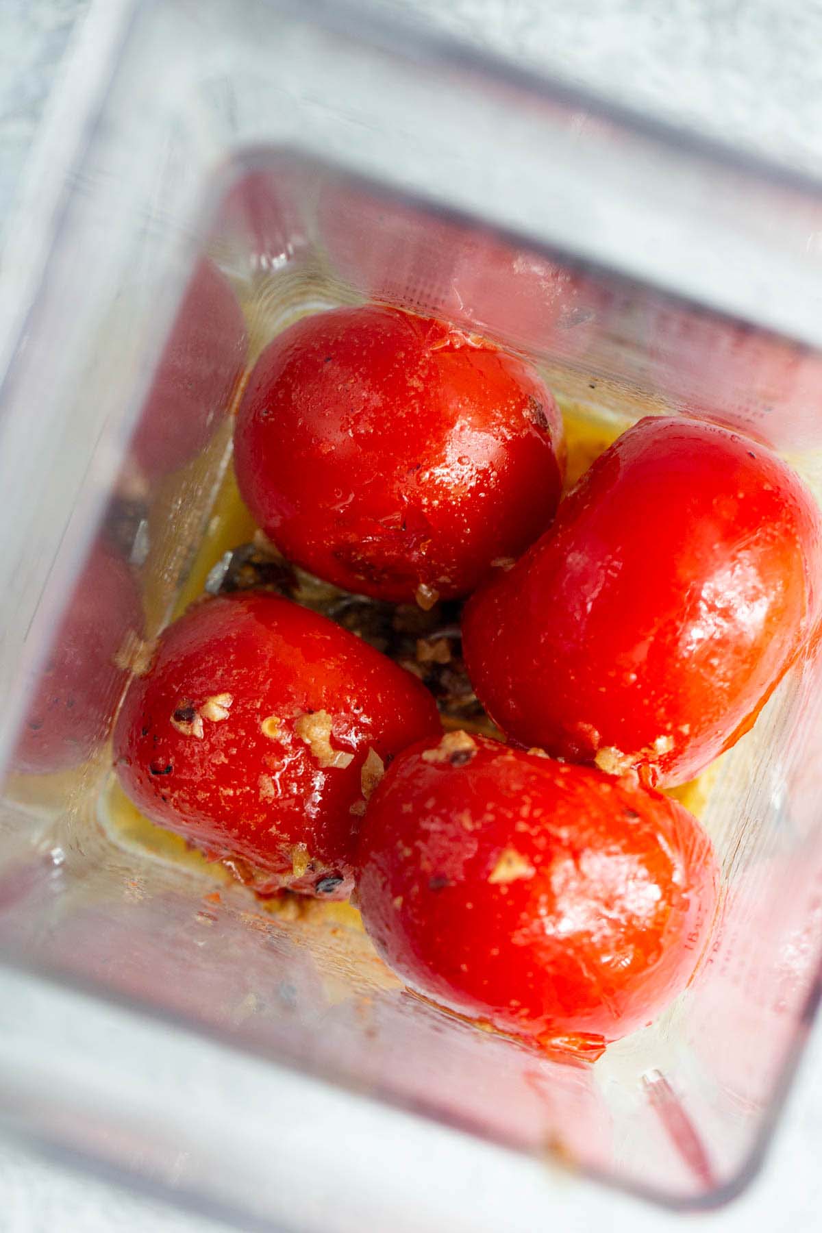 Tomatoes and butter in a blender.