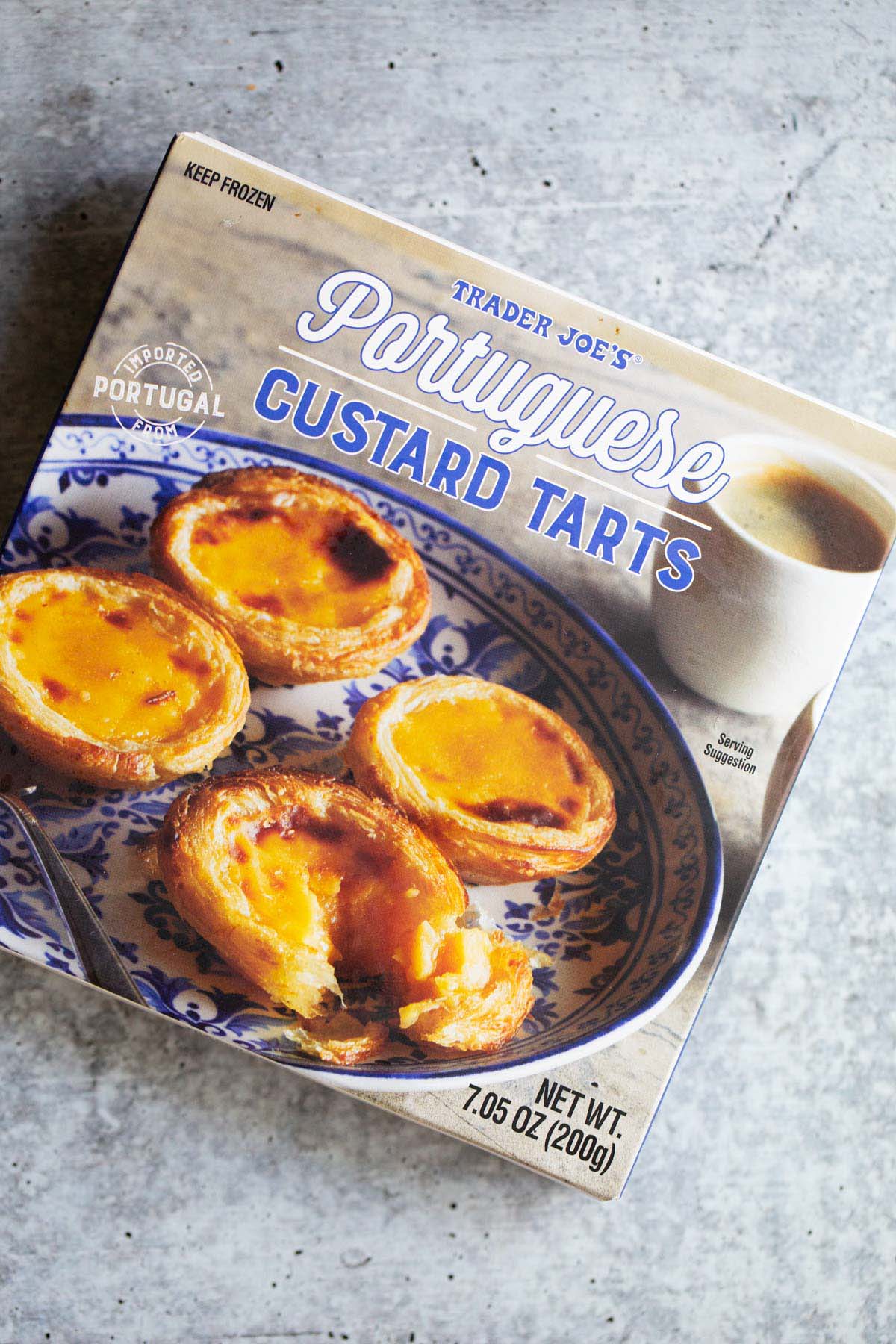 Box of Trader Joe's Portuguese Custard Tarts