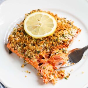 Air fried panko crusted salmon.