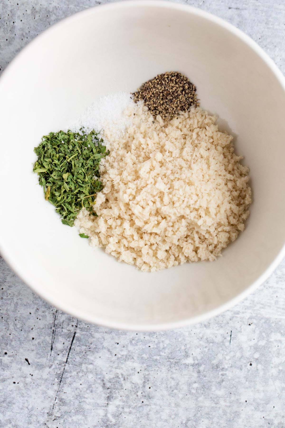 Panko with herbs in a bowl.