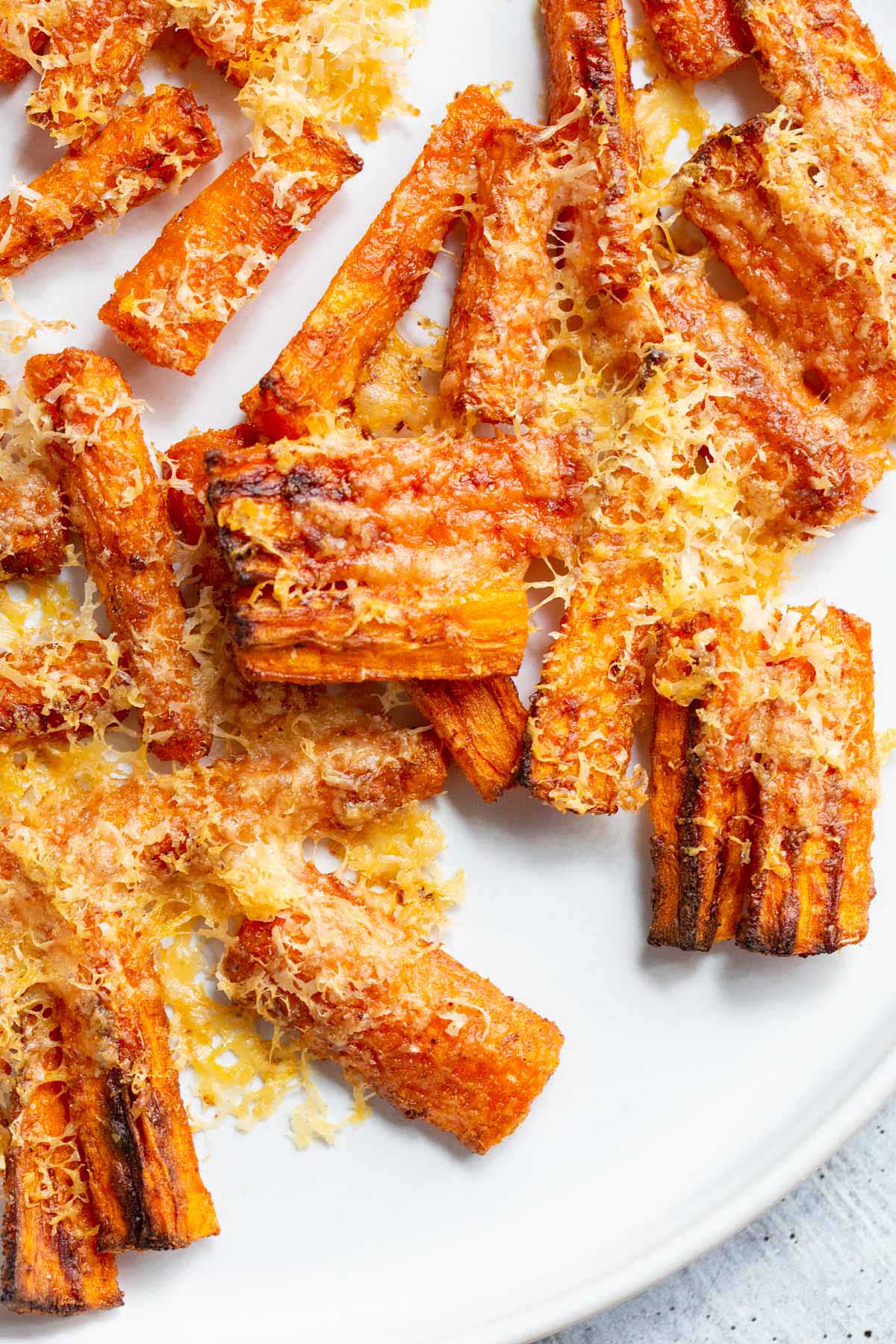 Parmesan carrots up close.