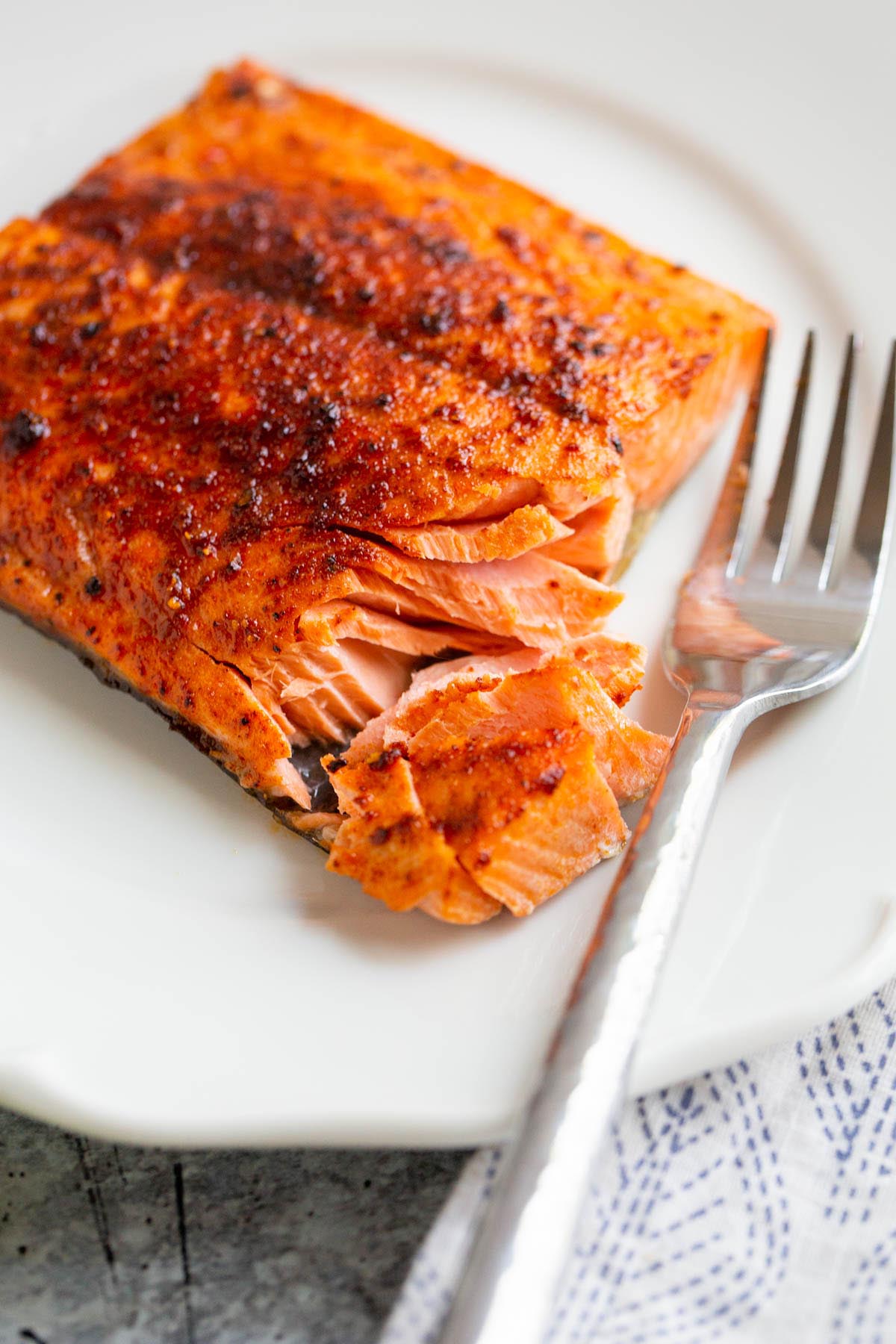 Air fryer sockeye salmon on a plate.