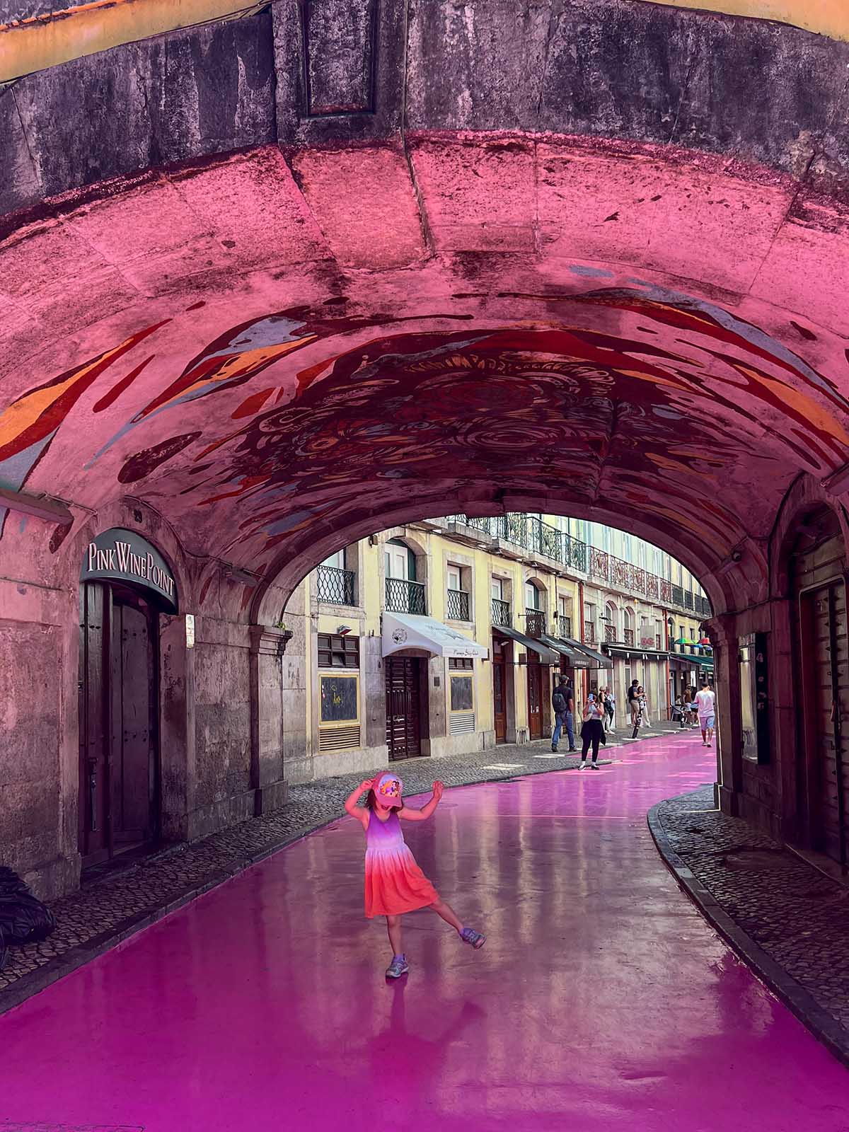 Pink Street in Lisbon.