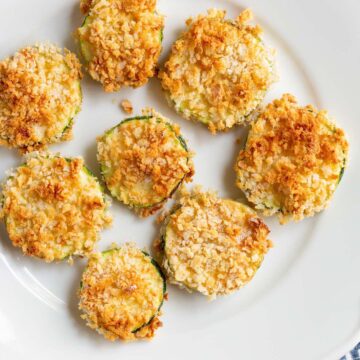 air fryer breaded zucchini on a plate