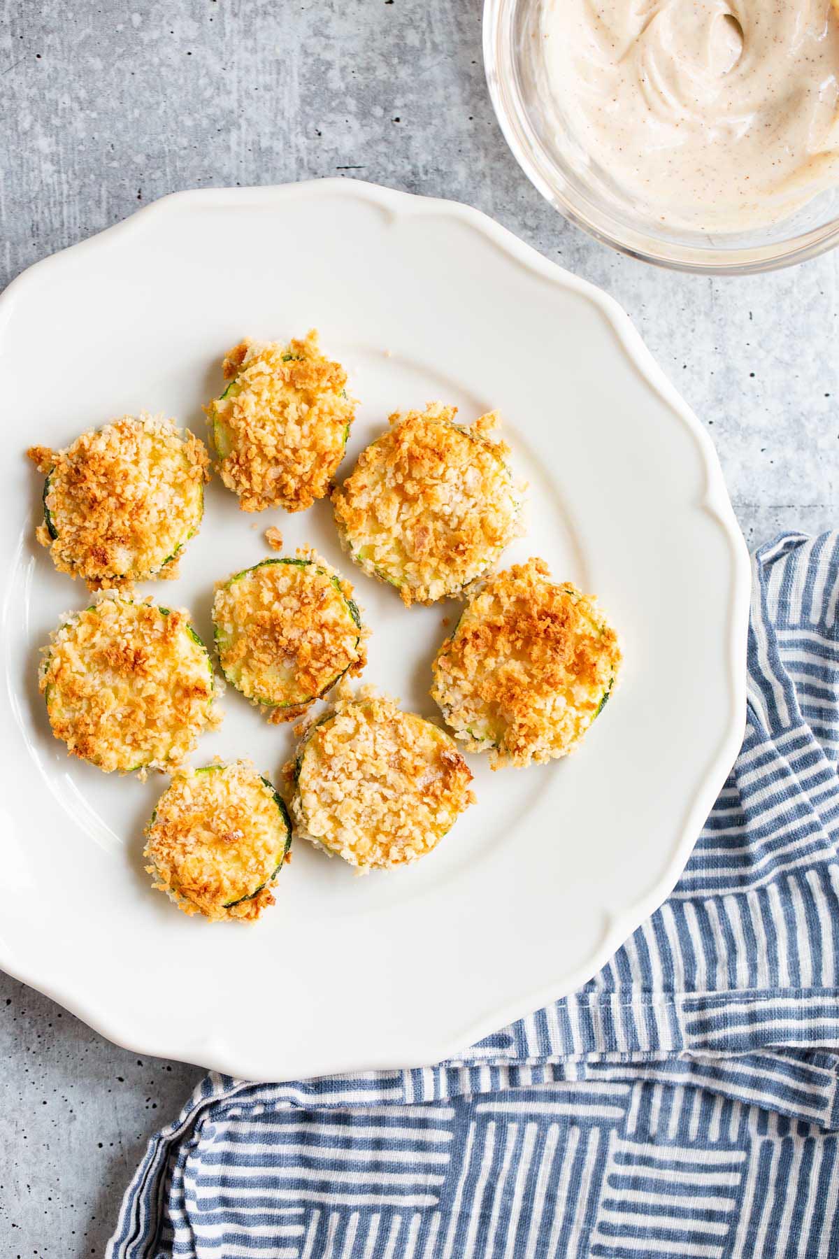 breaded zucchini on a plate