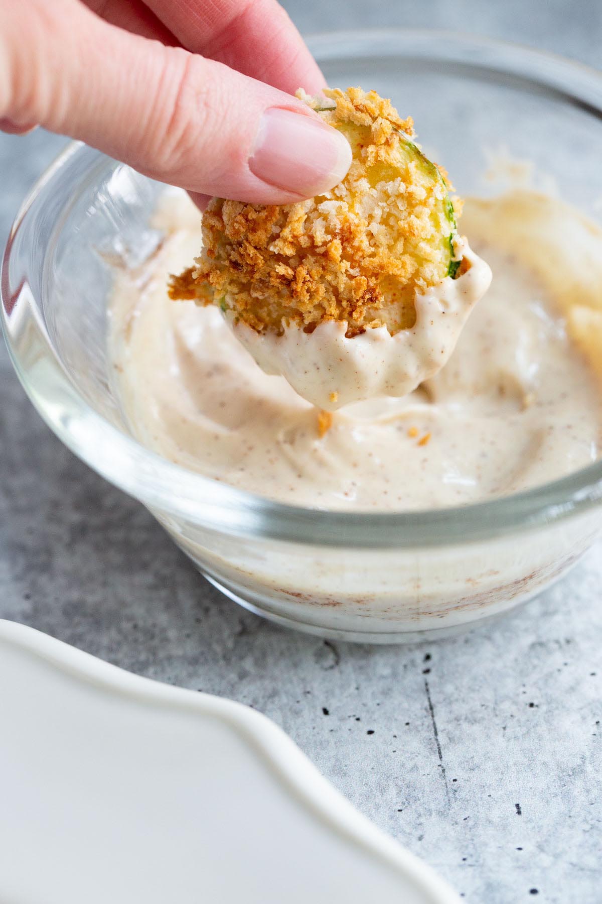 panko zucchini dipped in chipotle mayo