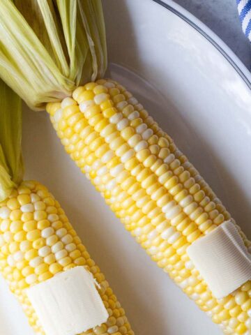 Air fried corn on the cob with butter