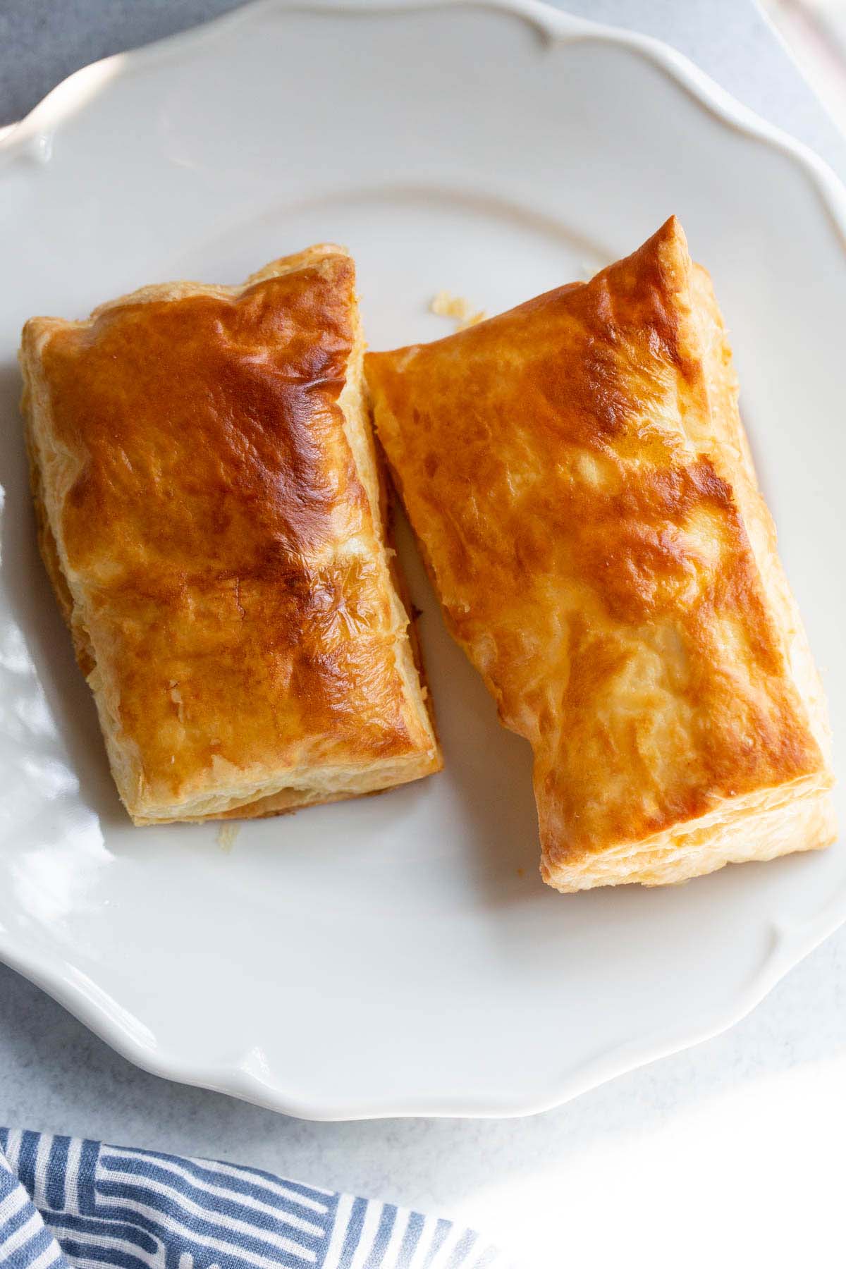 Air fried puff pastry on a plate.