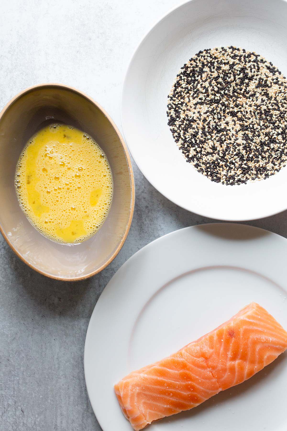 Ingredients for air fryer sesame salmon.