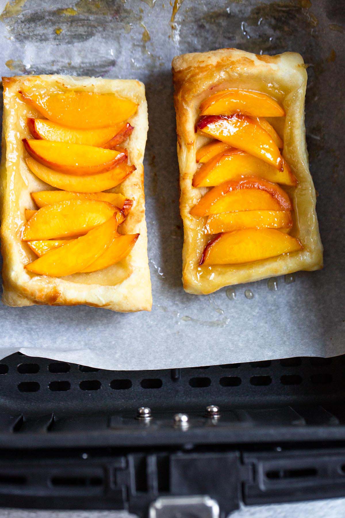 Peach puff pastry tarts in air fryer.