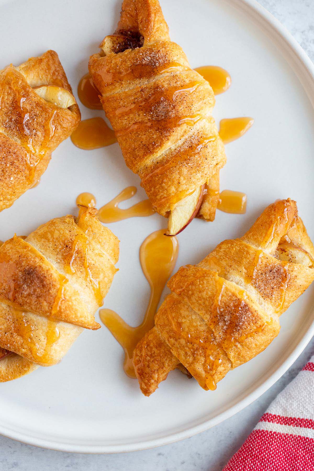 Apple pie crescent rolls on a plate