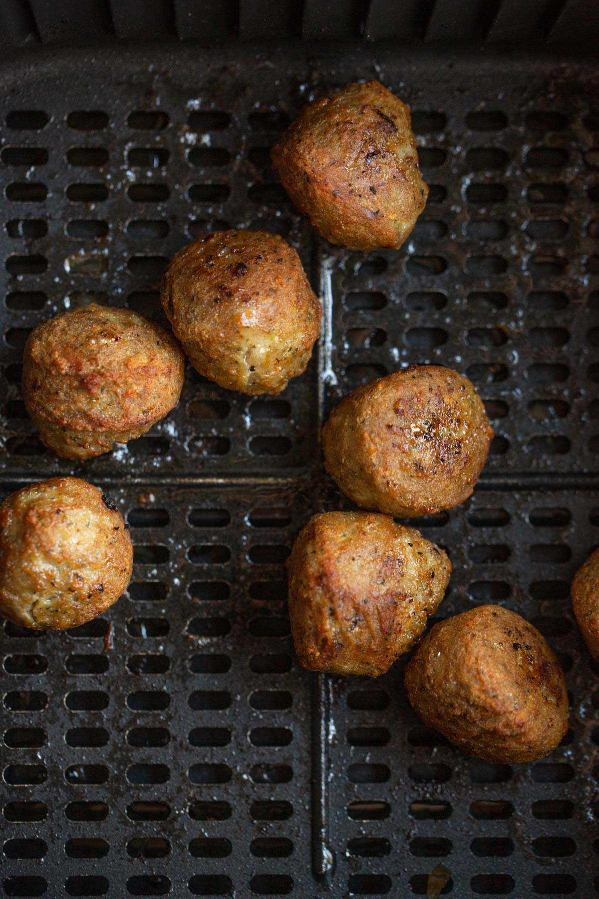 Cooked meatballs in air fryer
