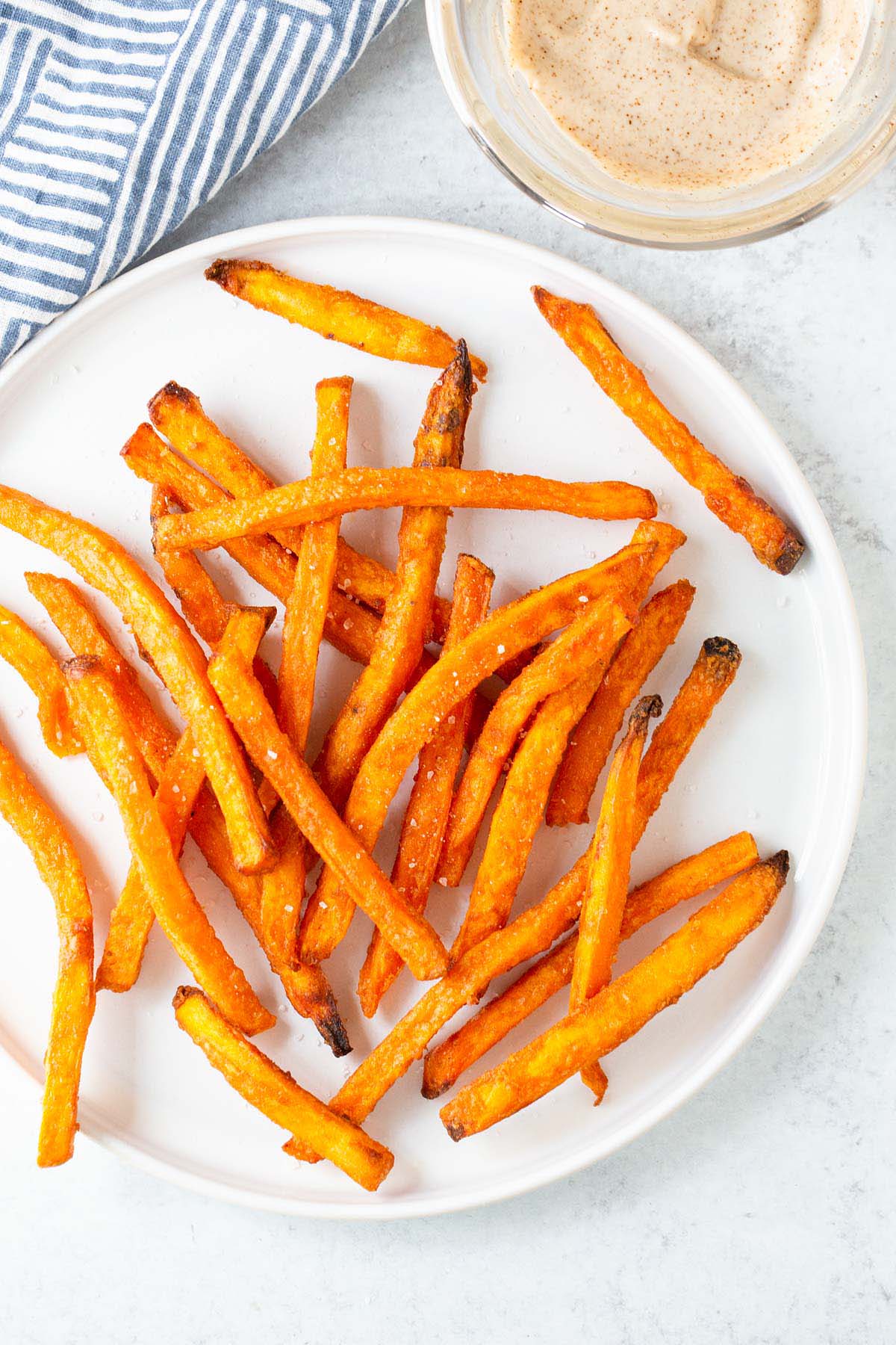 Sweet potato fries on a plate.