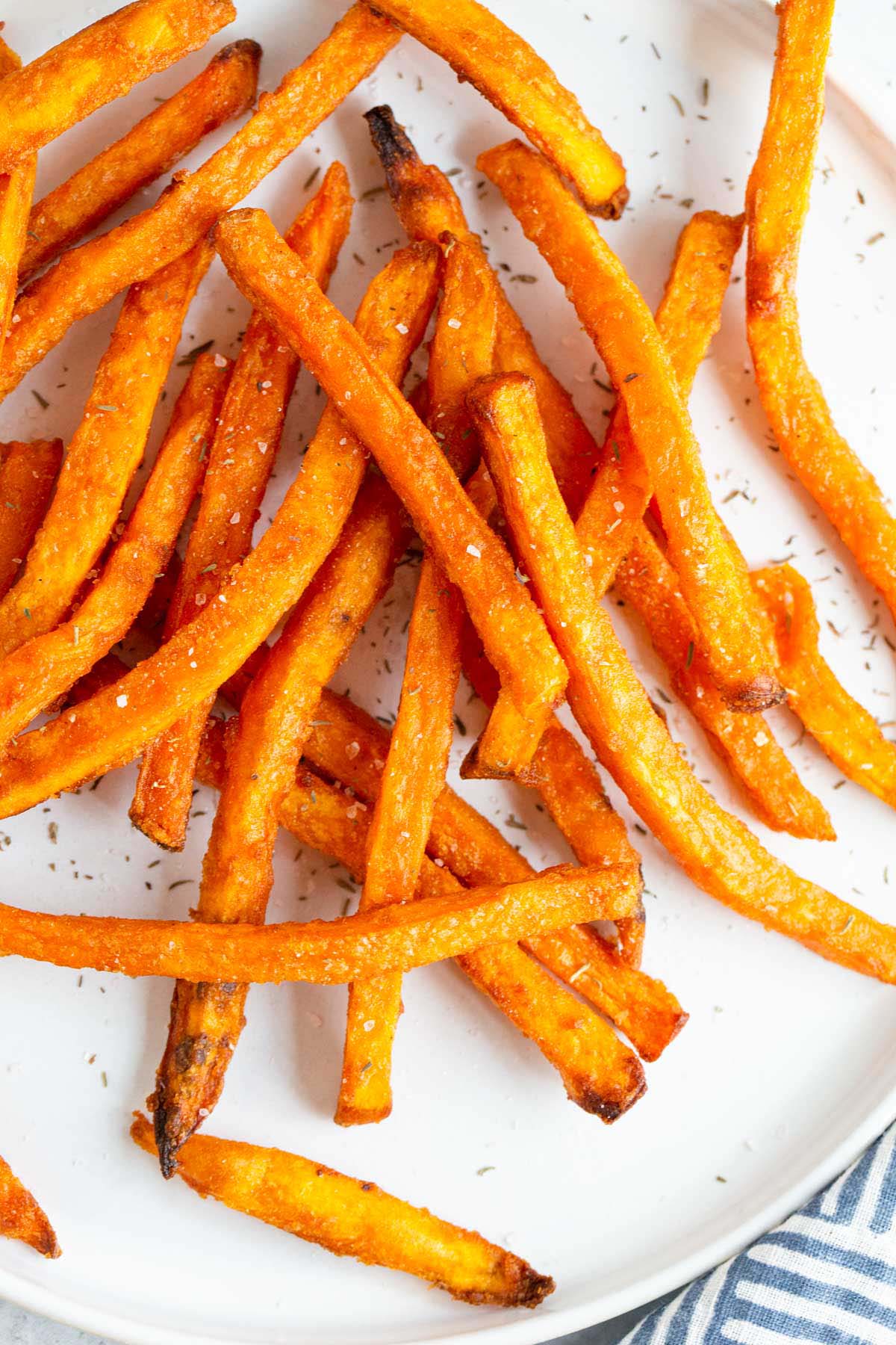 Sweet potato fries on a plate.