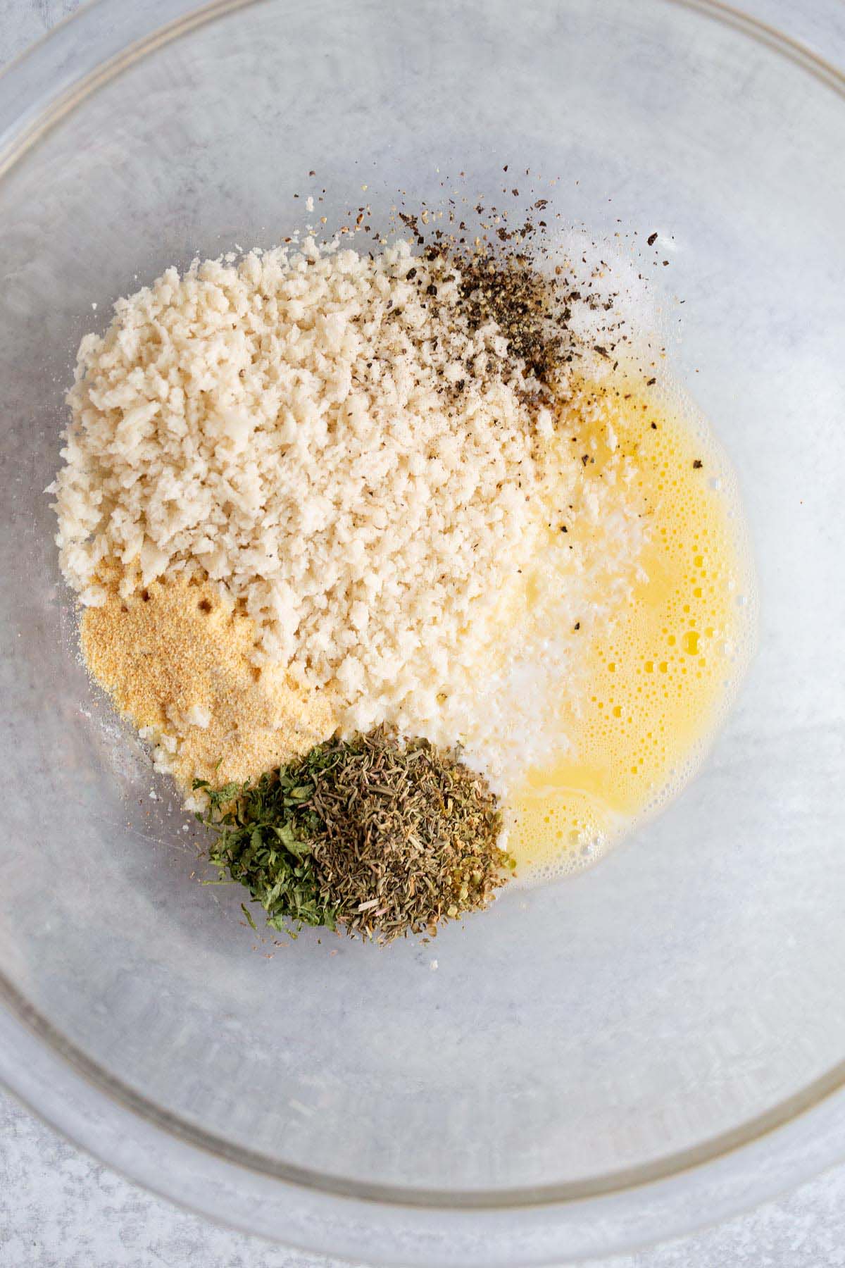 Panko and seasonings in a bowl.