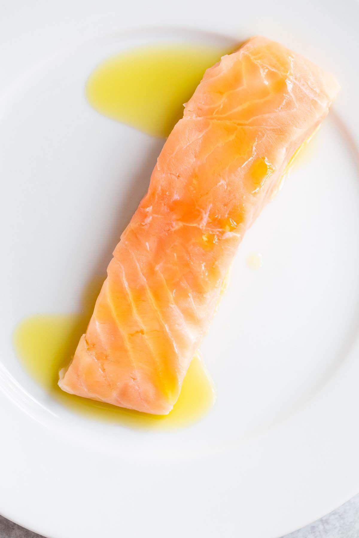 Salmon with olive oil.