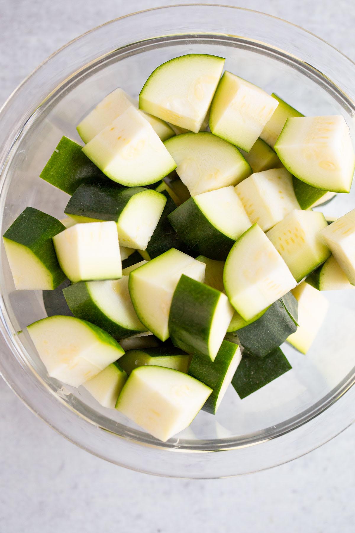 Raw zucchini cubes