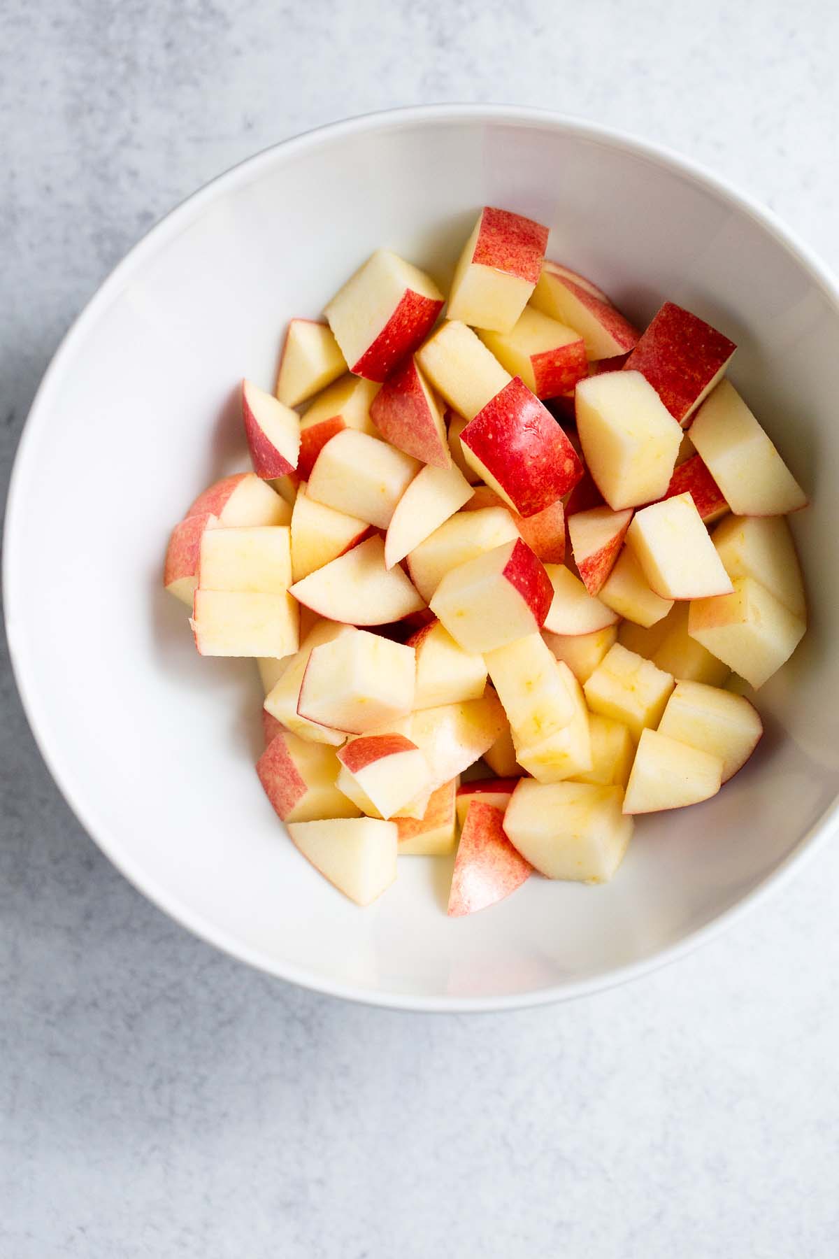 Diced apples in a bowl