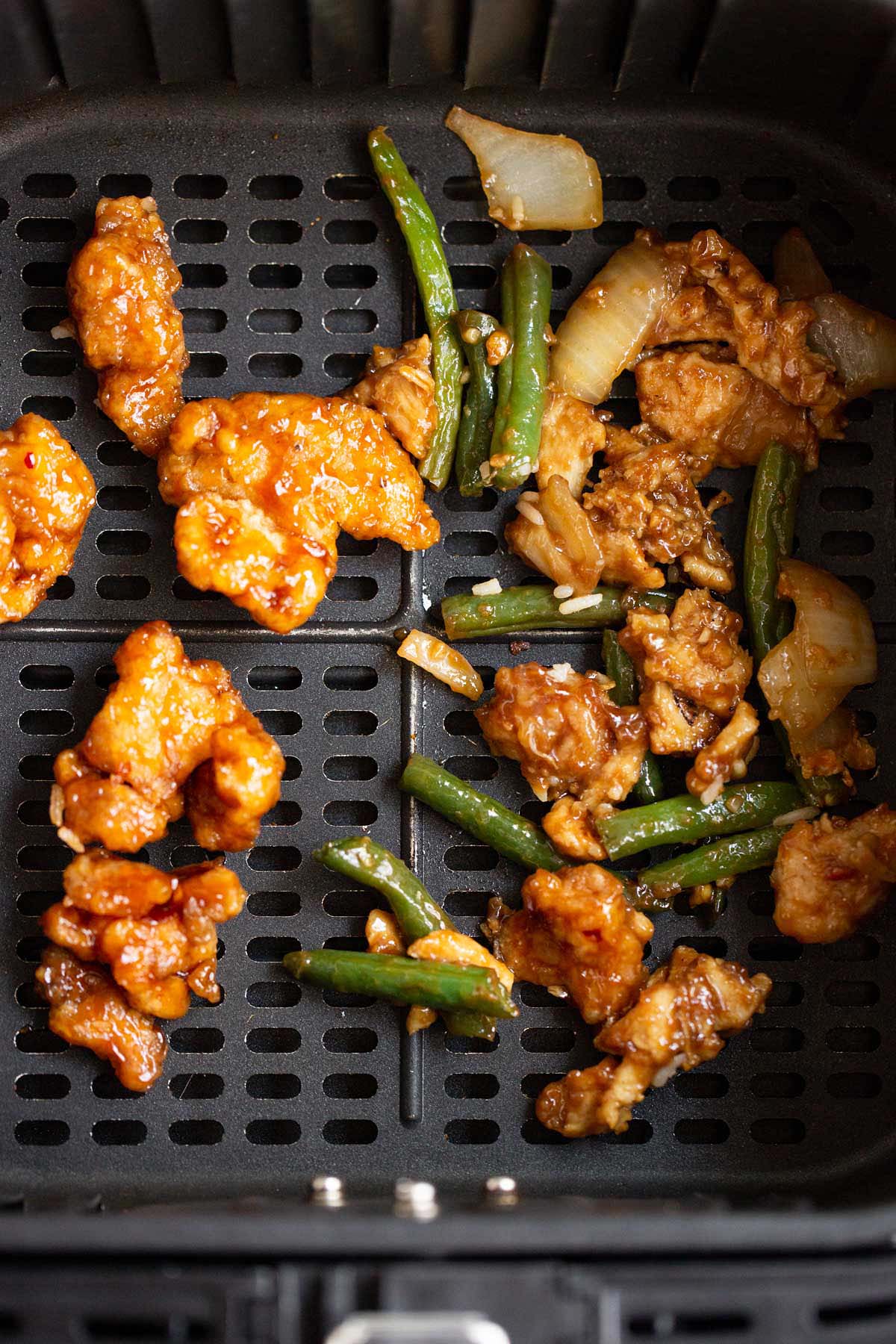 Panda Express leftovers in air fryer.