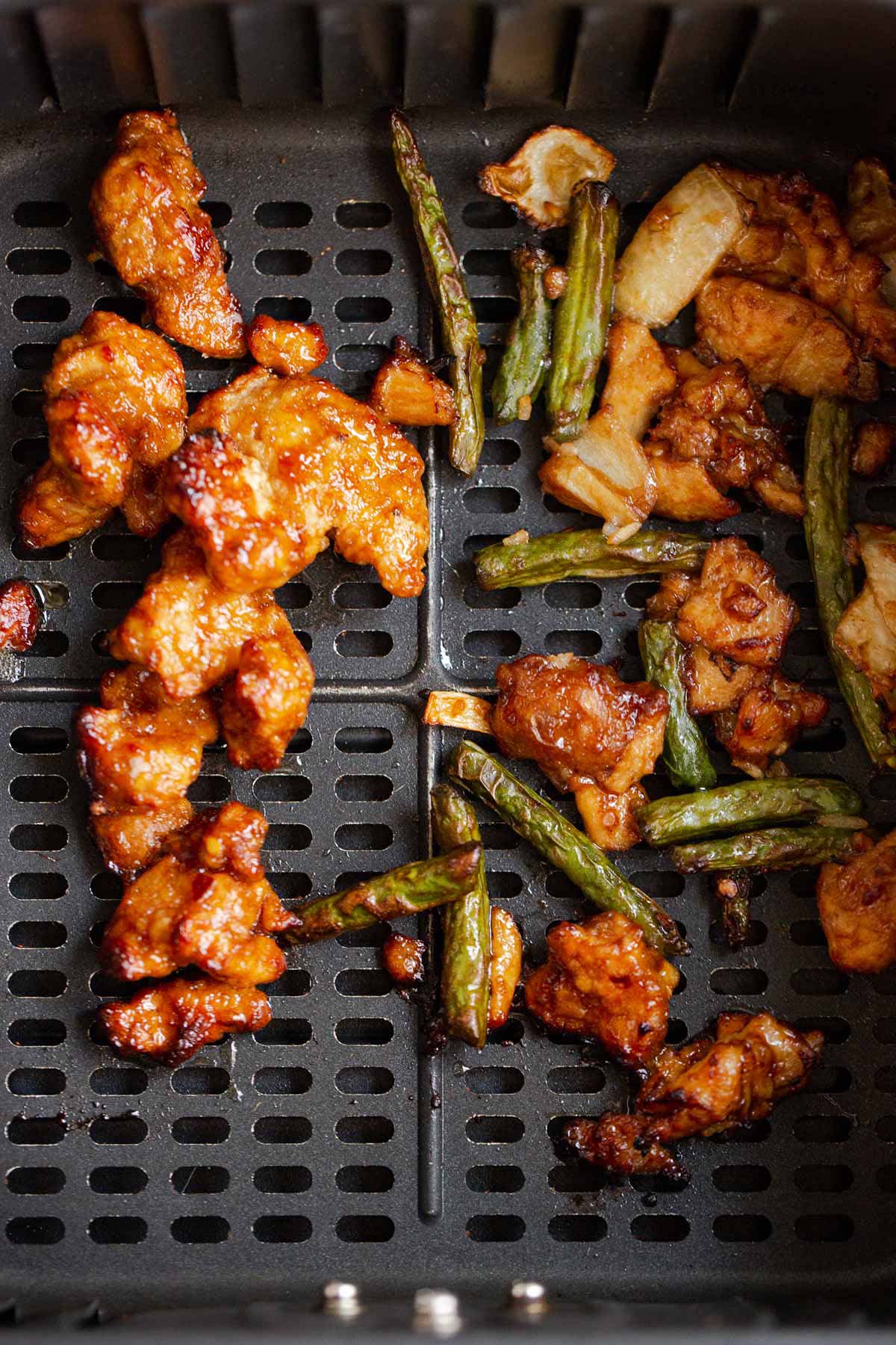 Panda Express leftovers in air fryer.