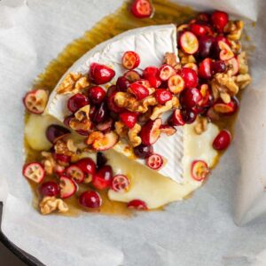 Baked brie with cranberries and walnuts